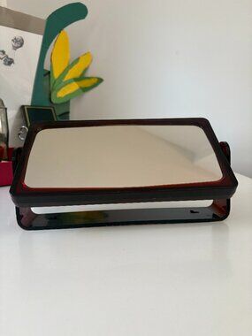 Vintage faux tortoiseshell Lucite two-sided magnifying makeup vanity mirror